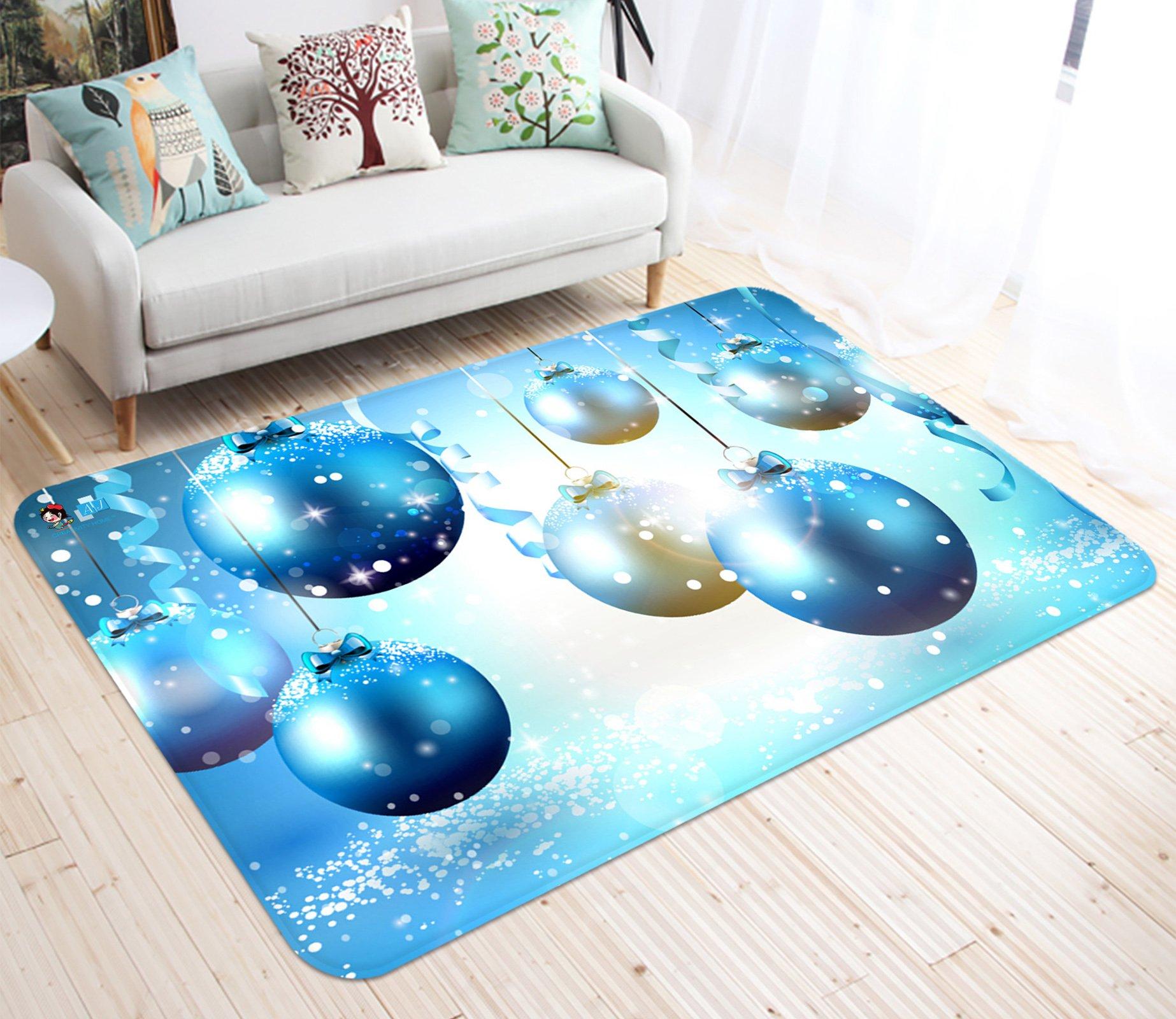 3D Blue Ball Ornaments 007 Non Slip Rug Mat Mat AJ Creativity Home 