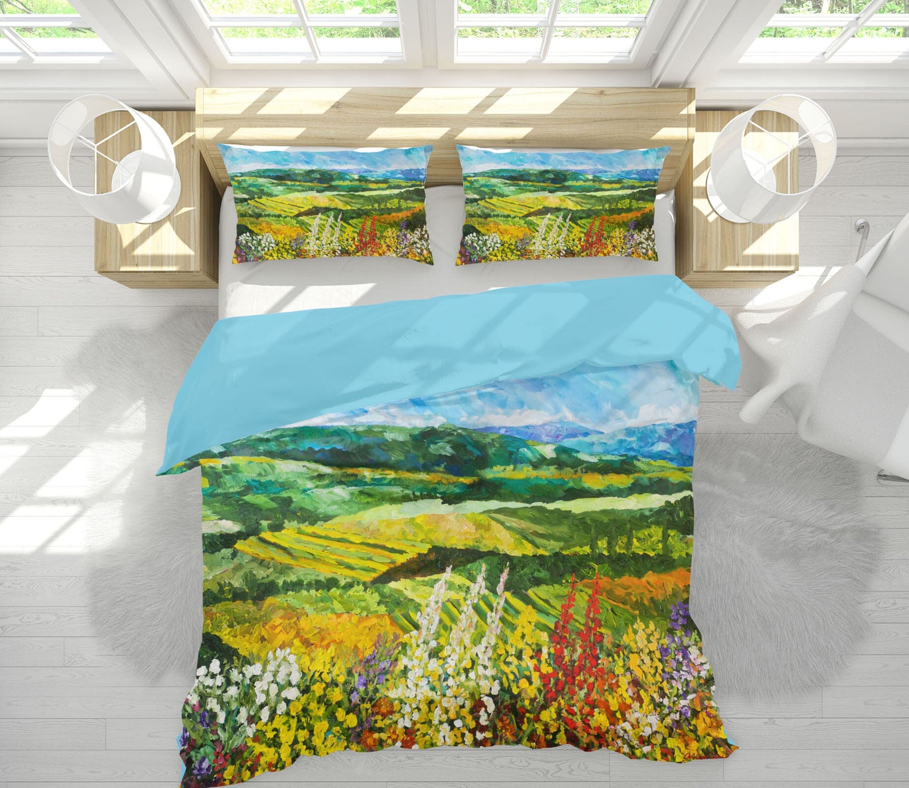 3D Colored Flower Field 1065 Allan P. Friedlander Bedding Bed Pillowcases Quilt Quiet Covers AJ Creativity Home 