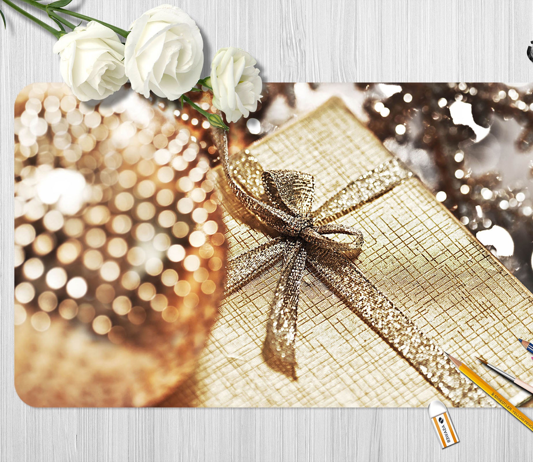 3D Golden Ball 51164 Christmas Desk Mat Xmas