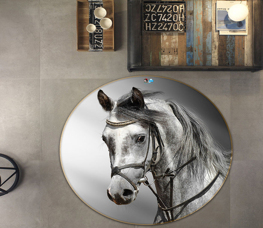 3D Horses 64105 Round Non Slip Rug Mat