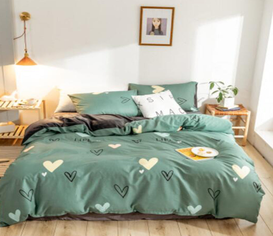 3D Green Heart 18062 Bed Pillowcases Quilt