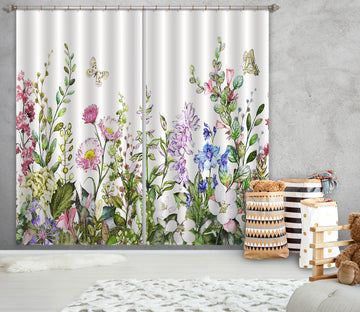 3D Flower Butterfly 055 Curtains Drapes