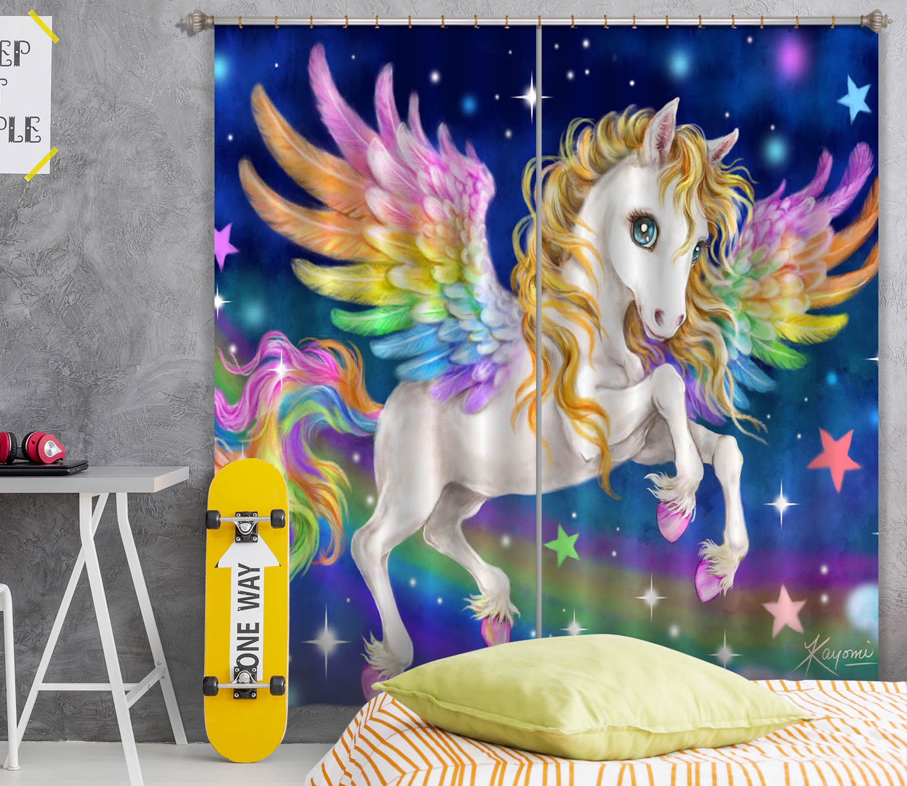 3D Fantasy Unicorn 9047 Kayomi Harai Curtain Curtains Drapes