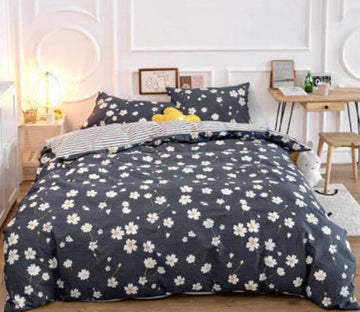 3D Daisy On Black 50101 Bed Pillowcases Quilt