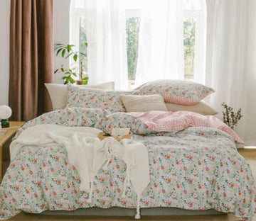 3D Little Red Floral 30036 Bed Pillowcases Quilt