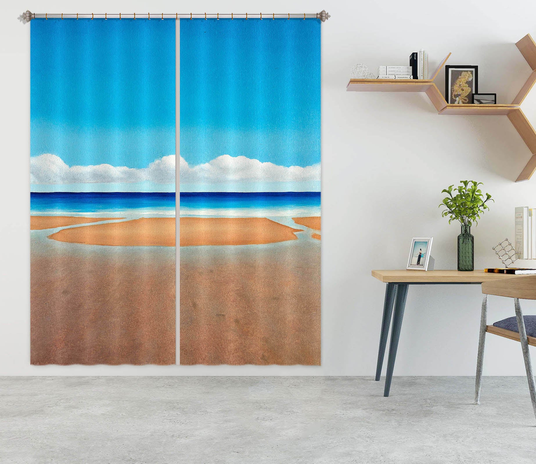 3D Seaside Beach 11026 Matthew Holden Bates Curtain Curtains Drapes