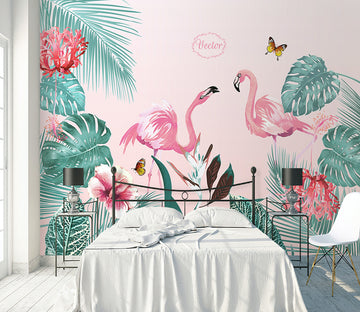 3D Flamingo Butterfly WG131 Wall Murals