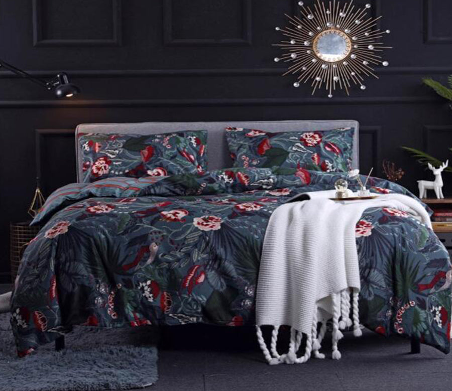 3D Black Background Red Pattern 5079 Bed Pillowcases Quilt