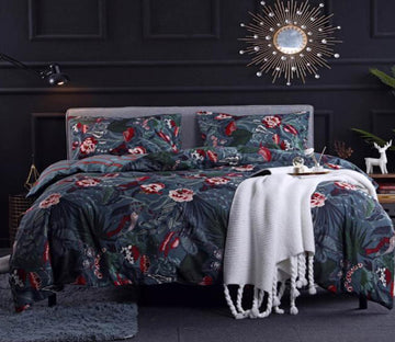 3D Black Background Red Pattern 5079 Bed Pillowcases Quilt