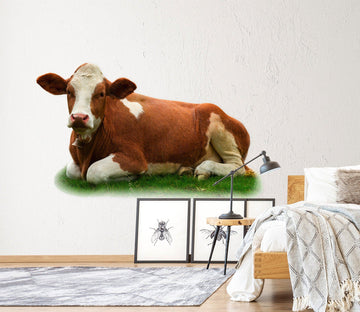 3D Cow Under The Arm 087 Animals Wall Stickers Wallpaper AJ Wallpaper 