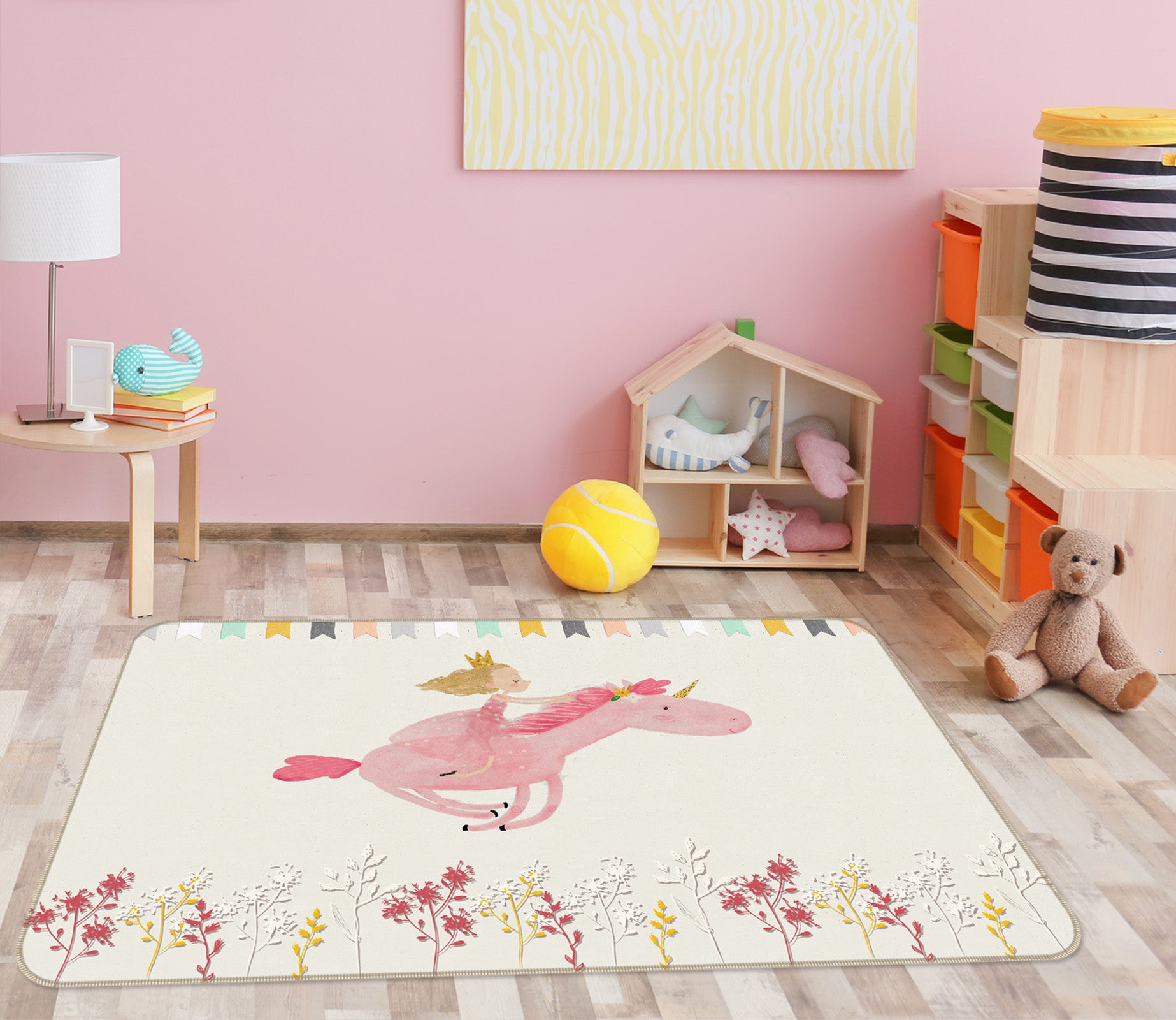 3D Pink Unicorn 34054 Non Slip Rug Mat