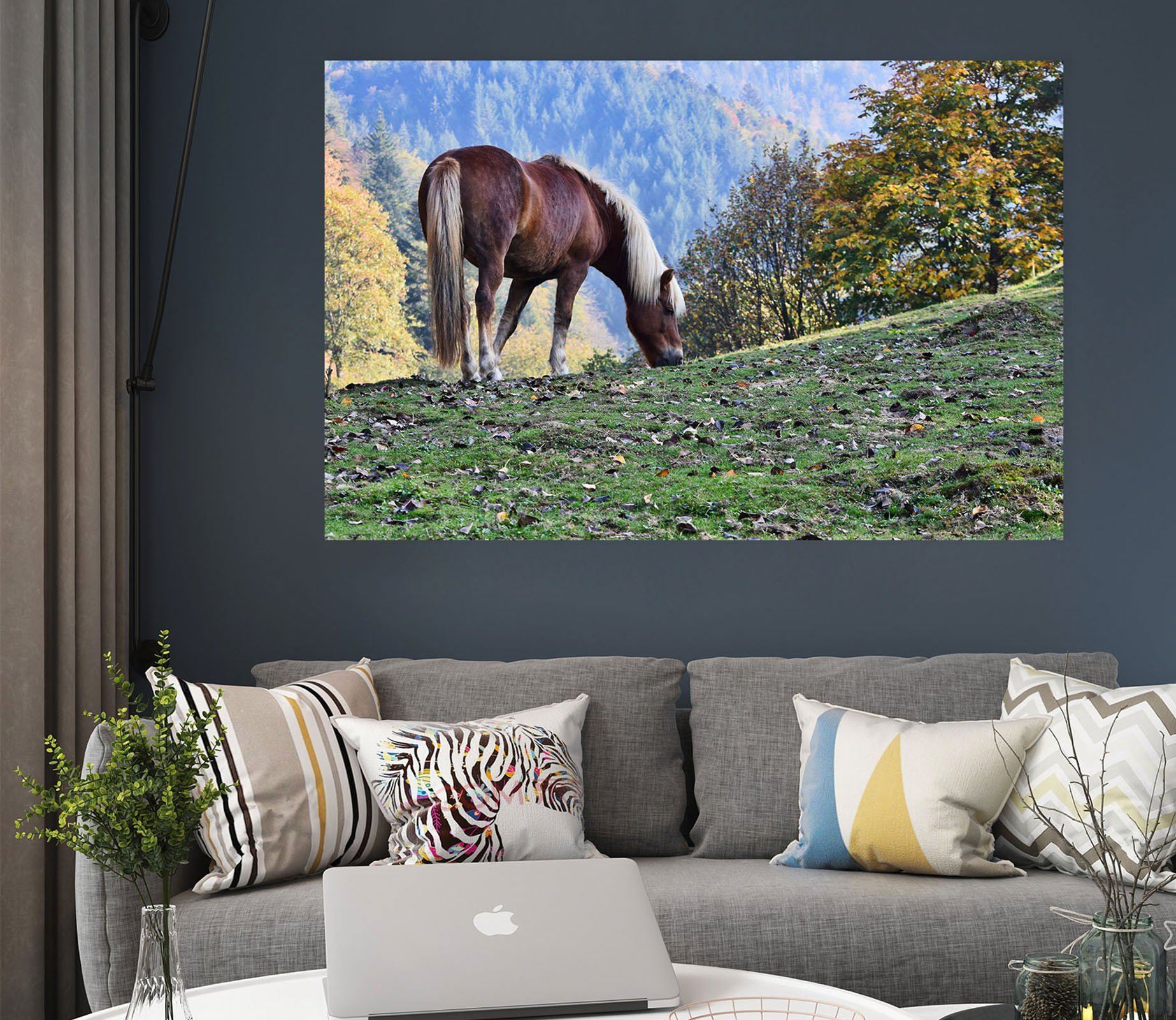 3D Grass Grazing Horse 63 Animal Wall Stickers Wallpaper AJ Wallpaper 2 