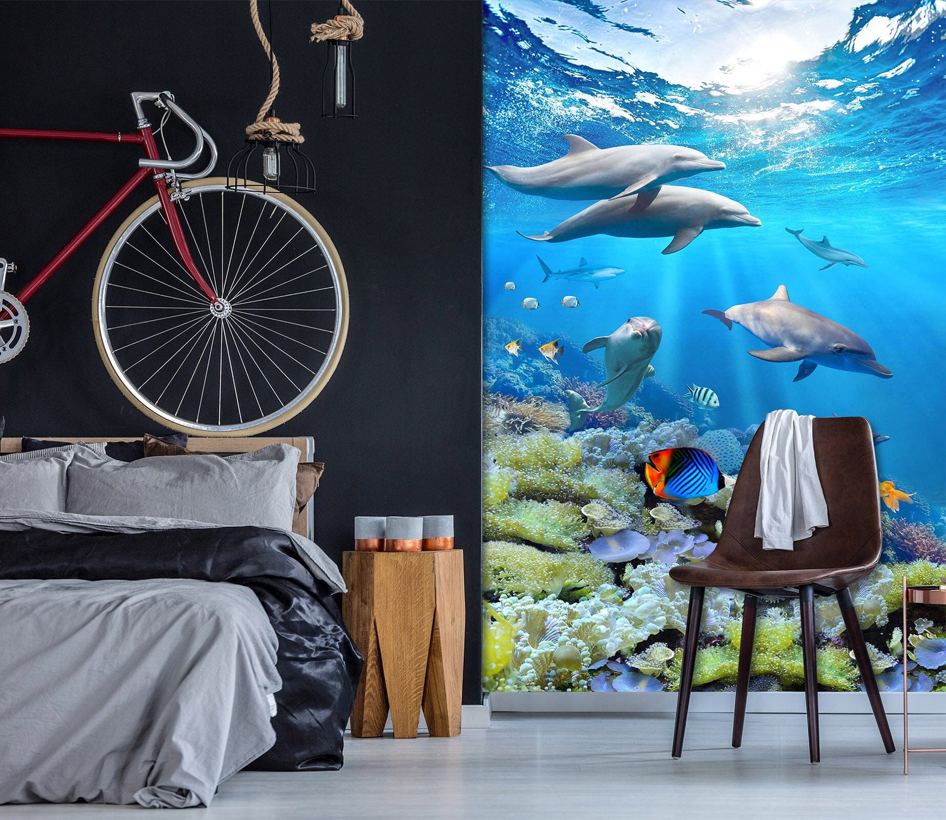 3D Deep Sea Dolphin 1967 Wall Murals Wallpaper AJ Wallpaper 2 