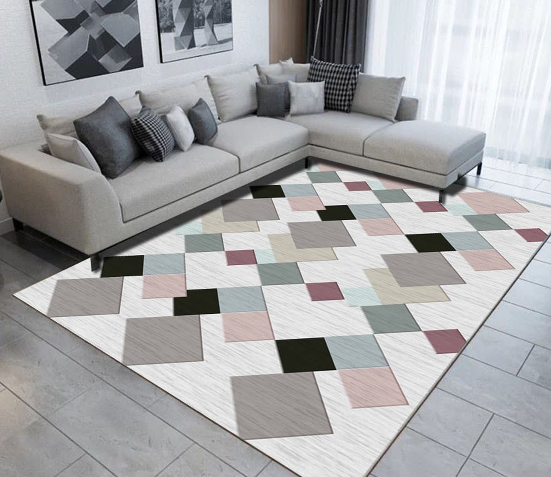 3D Colored Geometric Pattern WG503 Non Slip Rug Mat Mat AJ Creativity Home 
