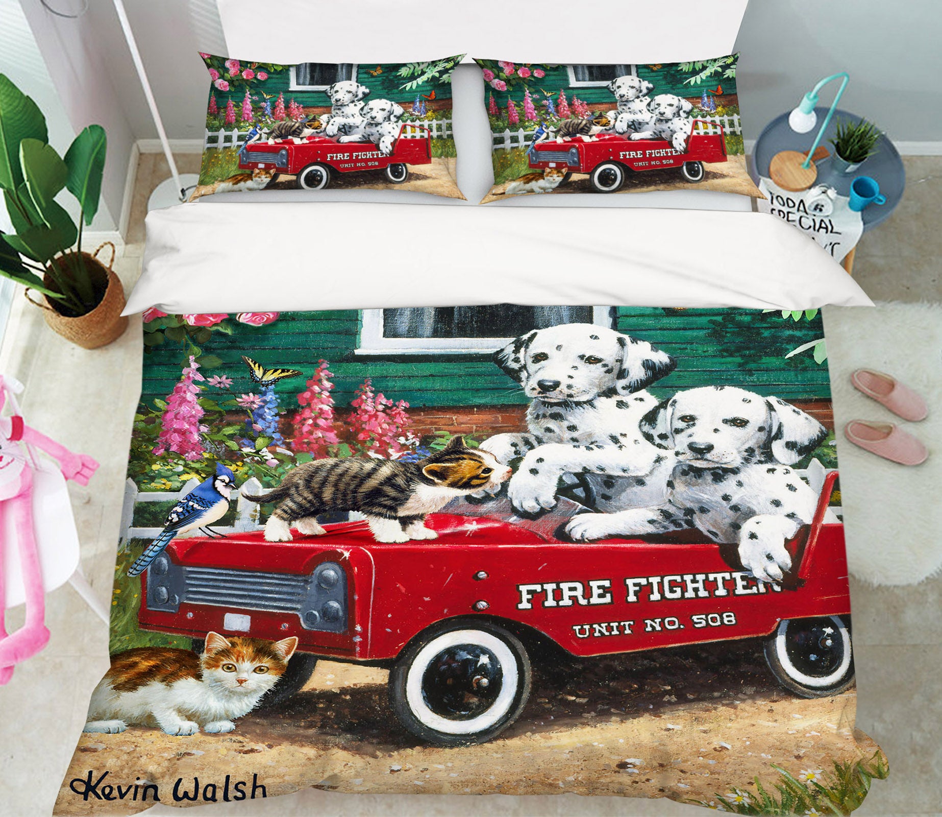 3D Dalmatians Red Car 12508 Kevin Walsh Bedding Bed Pillowcases Quilt