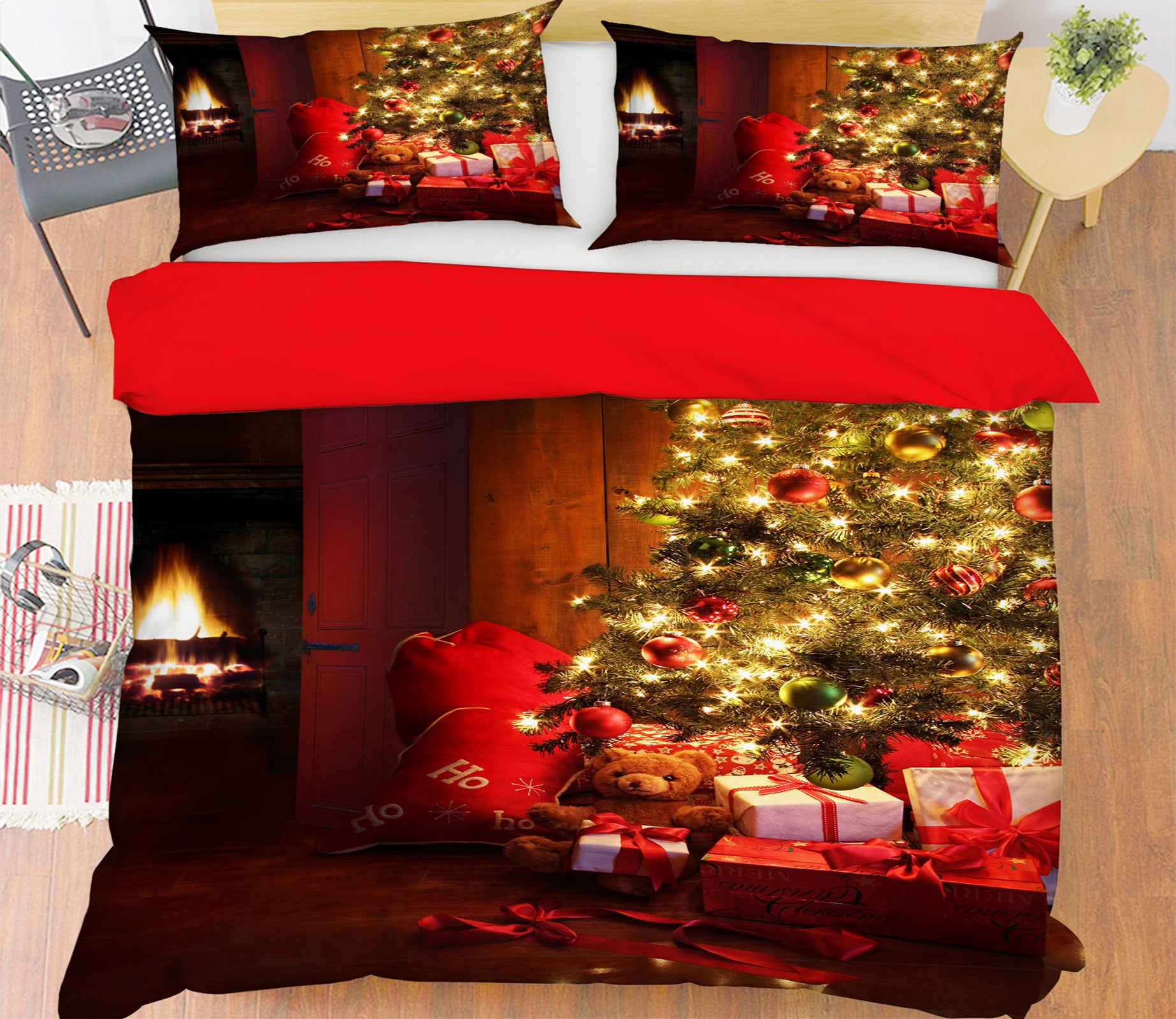 3D Christmas Tree 13155 Bed Pillowcases Quilt