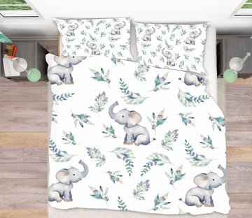 3D Elephant Flower 220 Uta Naumann Bedding Bed Pillowcases Quilt Quiet Covers AJ Creativity Home 