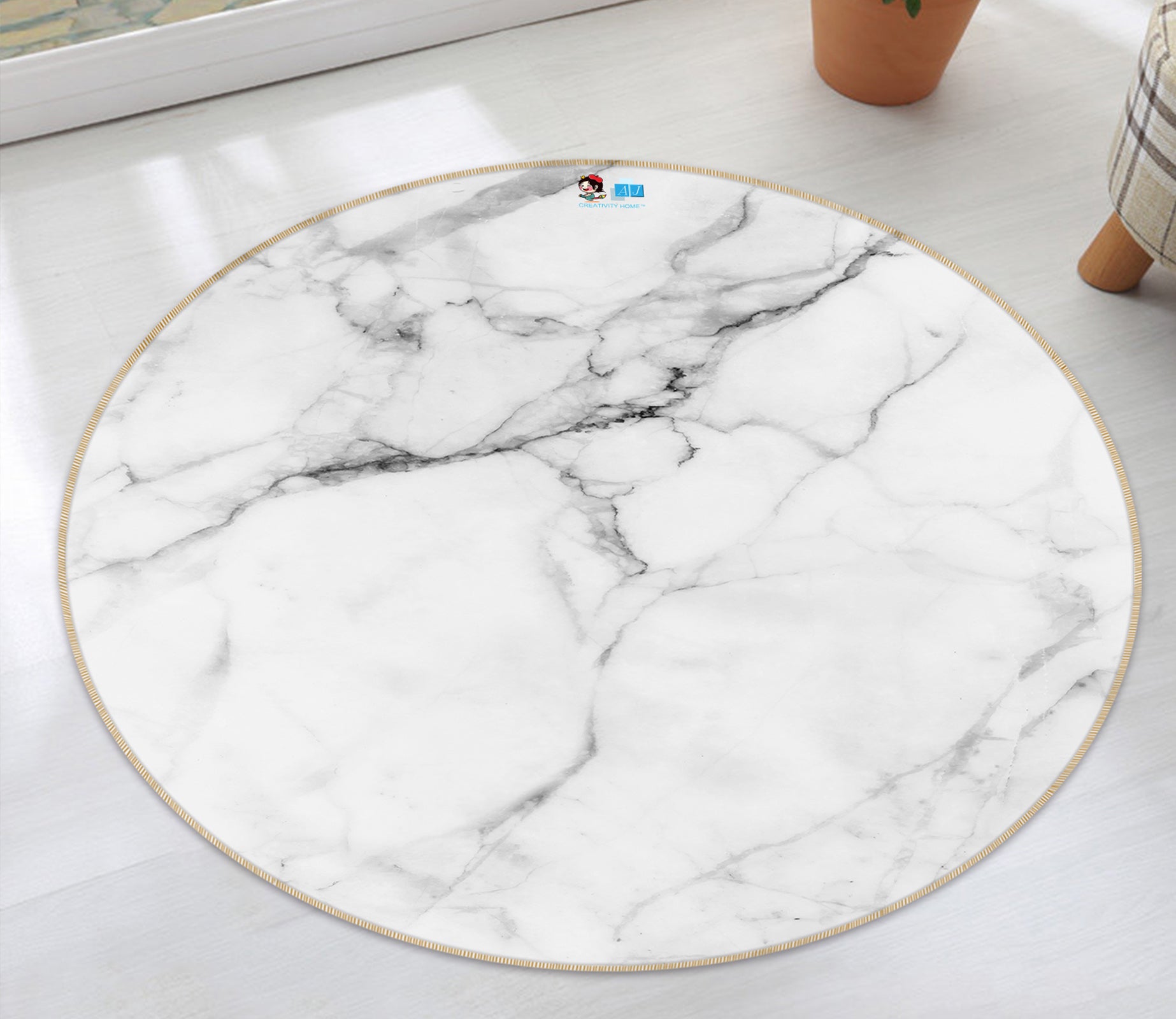 3D Marbling 69205 Round Non Slip Rug Mat