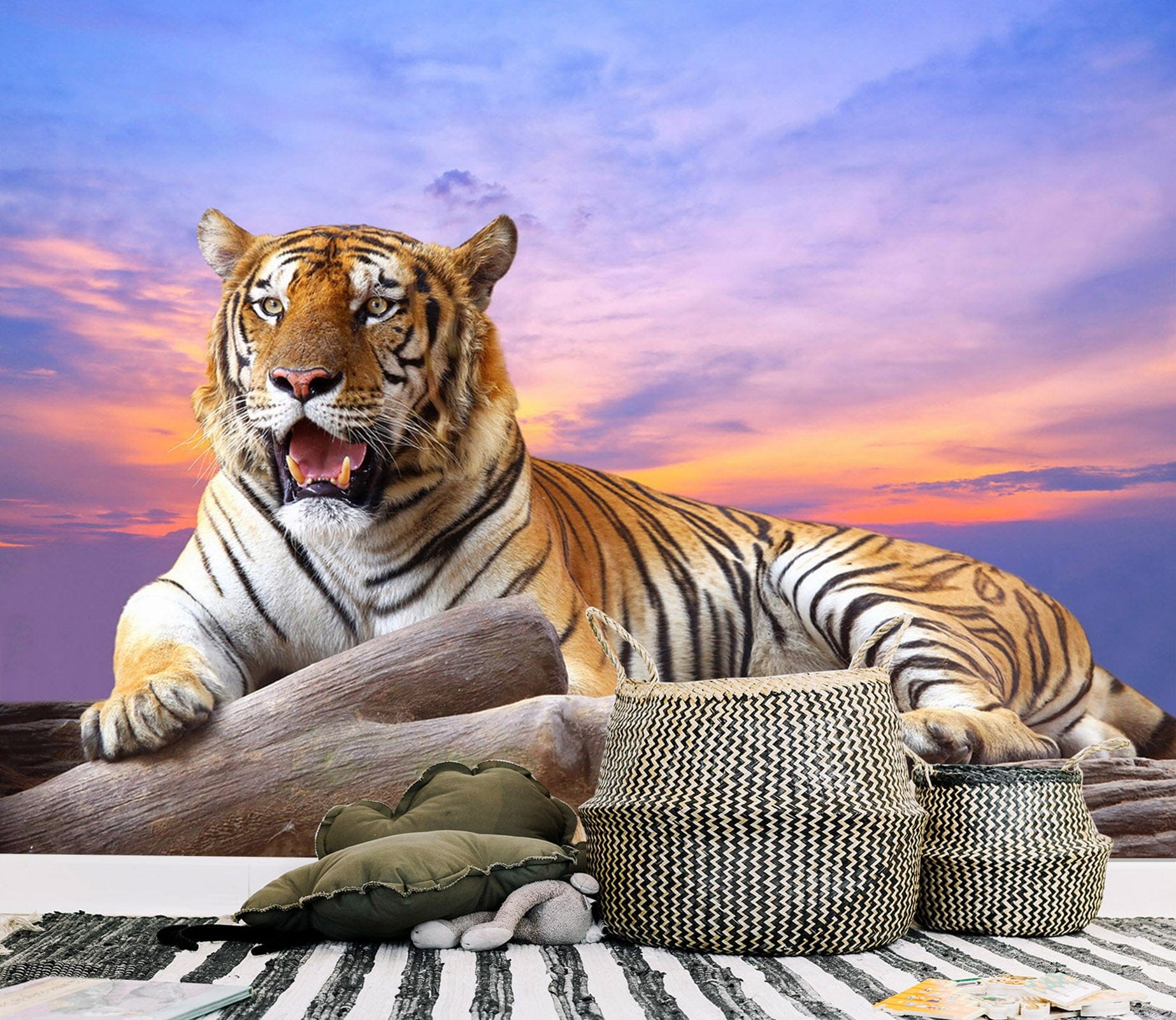 3D Tiger Cloud 219 Wall Murals Wallpaper AJ Wallpaper 2 