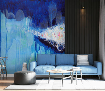 3D Blue Paint White Circle 12111 Misako Chida Wall Mural Wall Murals