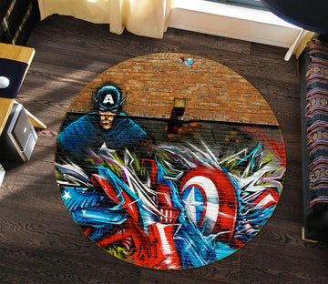 3D Batman Doodle 74025 Round Non Slip Rug Mat