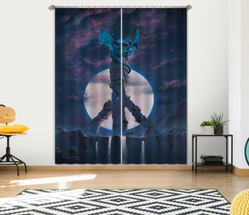 3D Peace Dragon Def 059 Vincent Hie Curtain Curtains Drapes Curtains AJ Creativity Home 