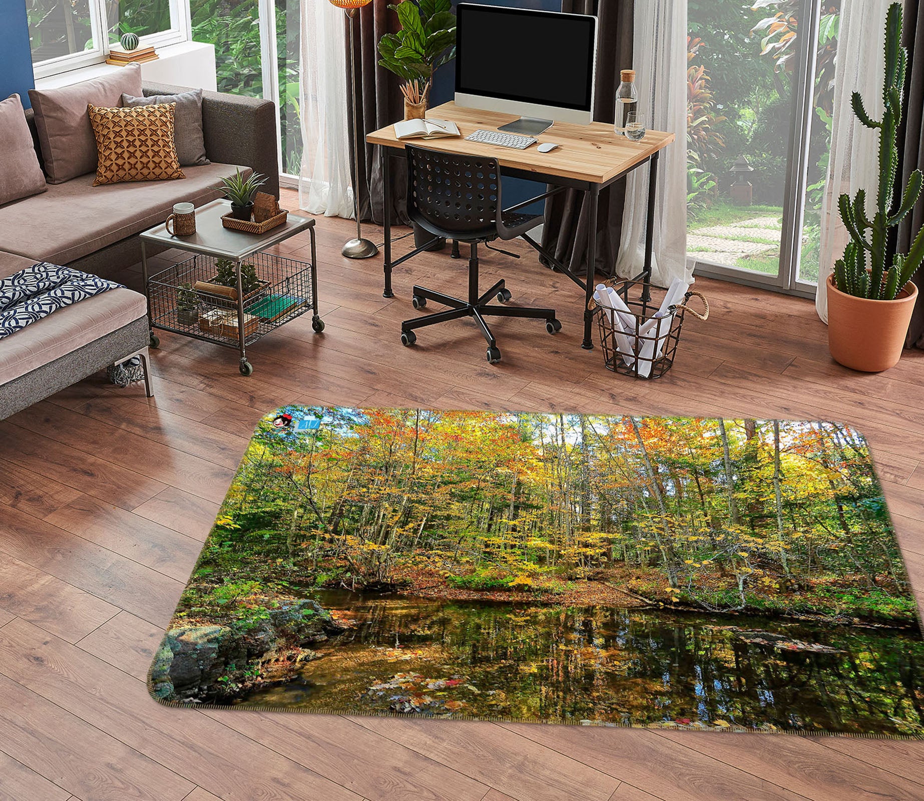 3D Pond Reflections 62057 Kathy Barefield Rug Non Slip Rug Mat