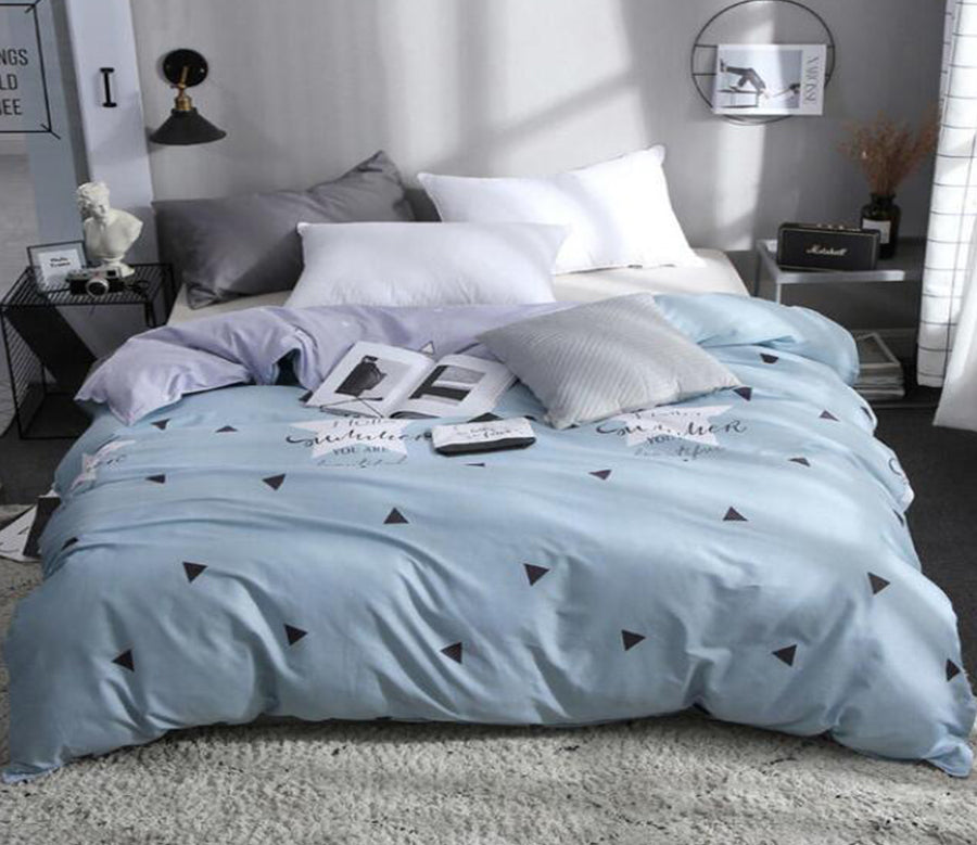 3D Gray Blue Small Black Triangle 4168 Bed Pillowcases Quilt