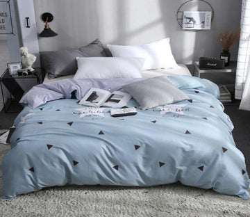 3D Gray Blue Small Black Triangle 4168 Bed Pillowcases Quilt
