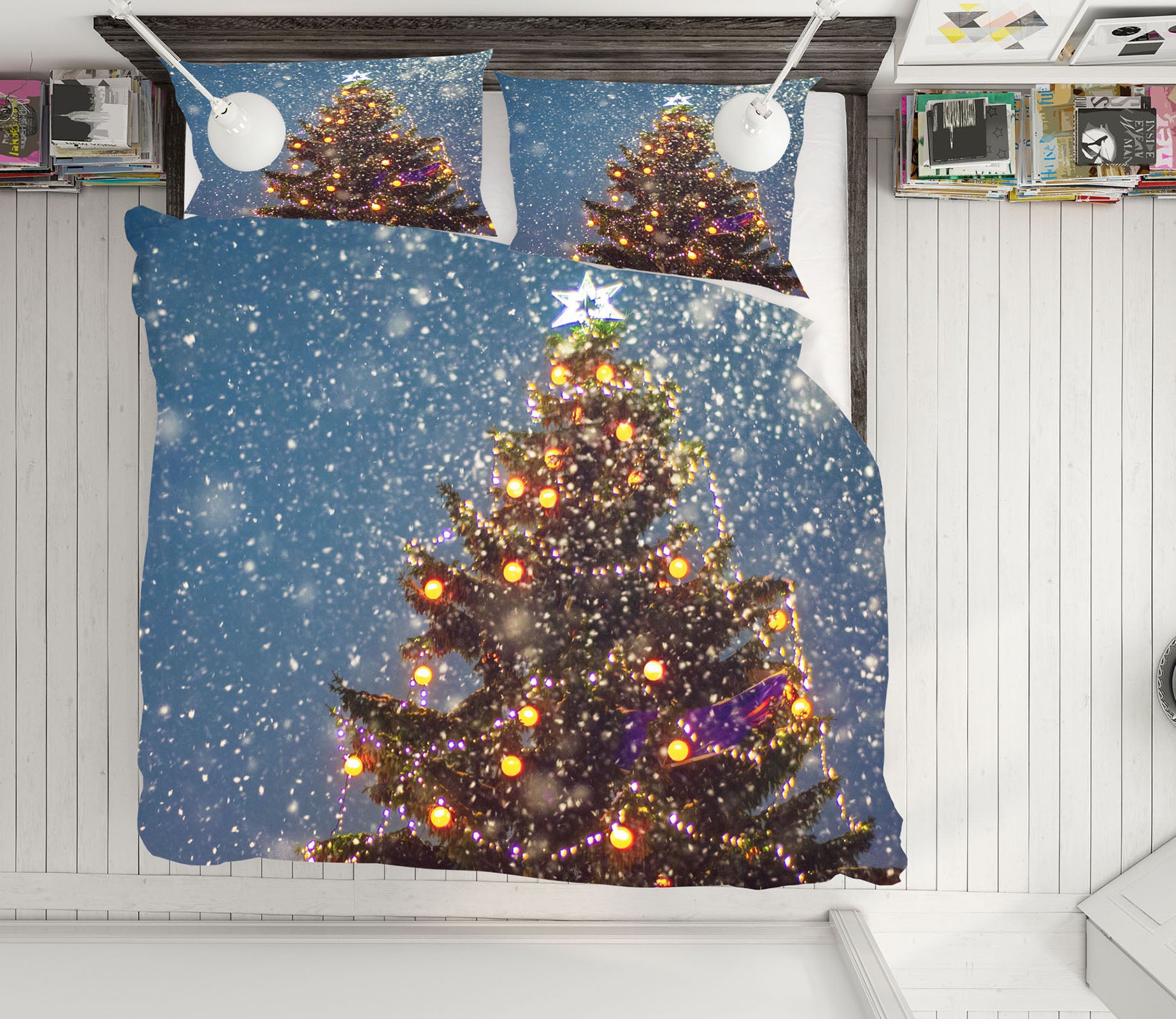 3D Snowing Tree 51132 Christmas Quilt Duvet Cover Xmas Bed Pillowcases