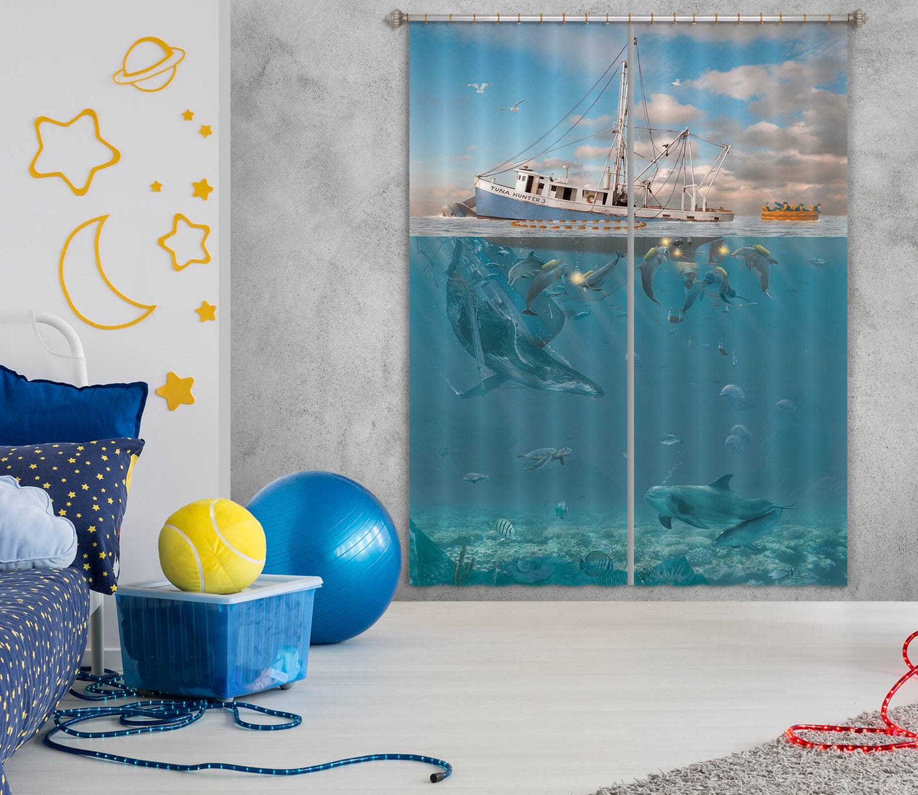 3D Rage Of The Dolphin 063 Vincent Hie Curtain Curtains Drapes Curtains AJ Creativity Home 