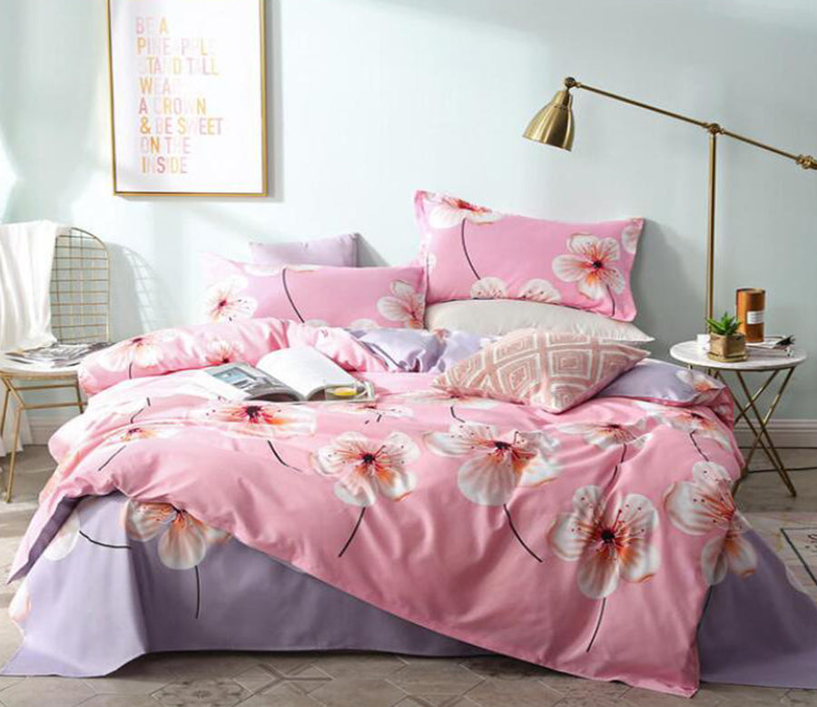 3D Pink Background Big Flower 4082 Bed Pillowcases Quilt