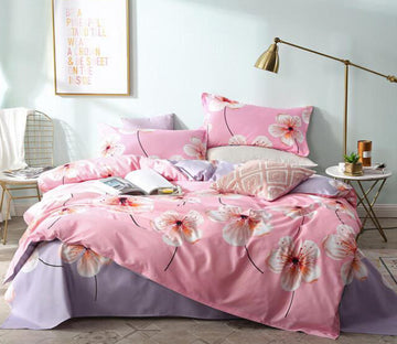3D Pink Background Big Flower 4082 Bed Pillowcases Quilt