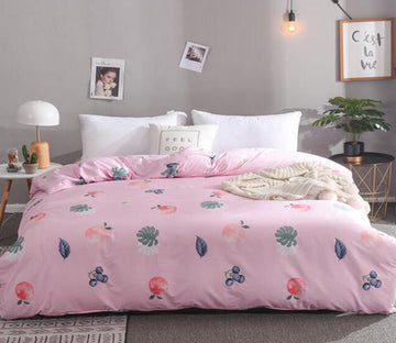 3D Pink Bottom Fruit 4185 Bed Pillowcases Quilt
