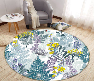3D Tree Pattern 64177 Round Non Slip Rug Mat