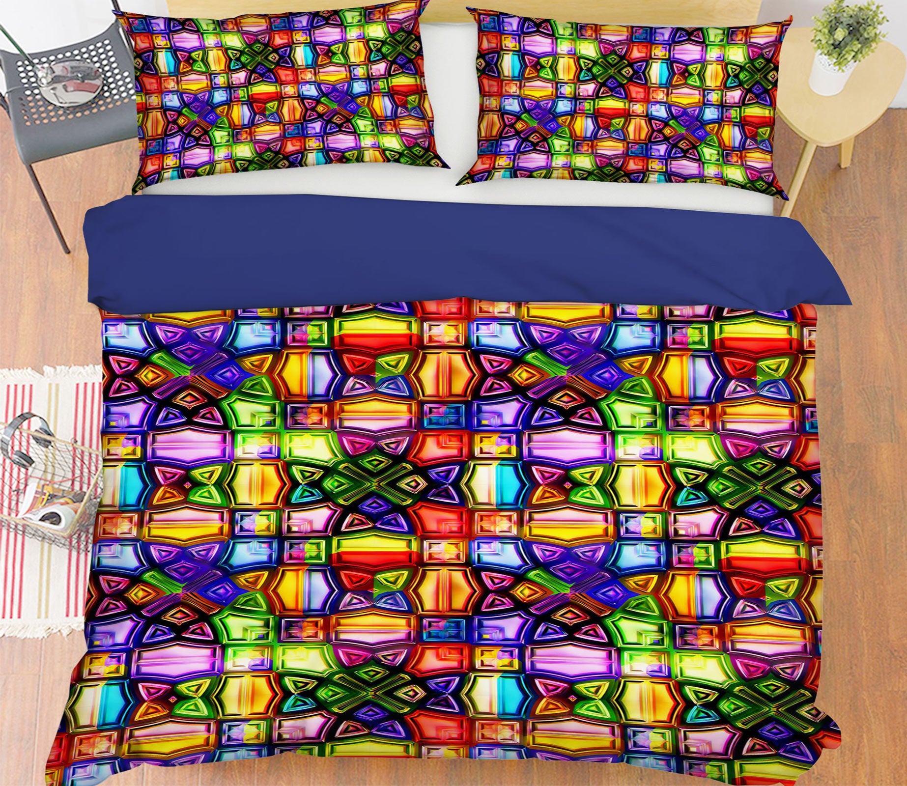 3D Stained Glass Window 13161 Bed Pillowcases Quilt