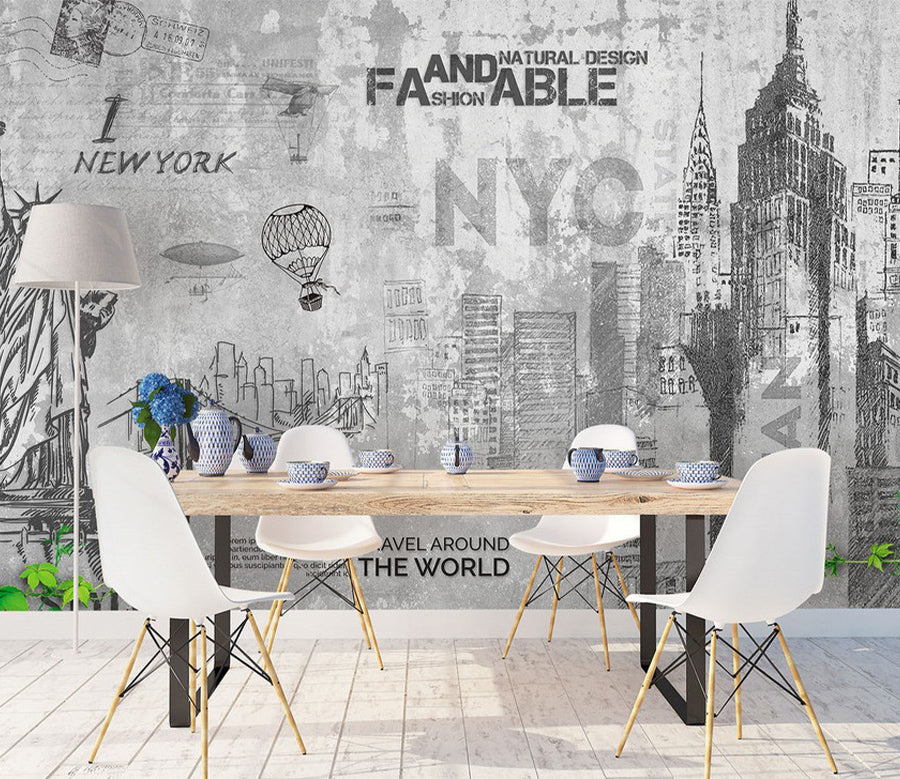 3D Sketch Building WC544 Wall Murals