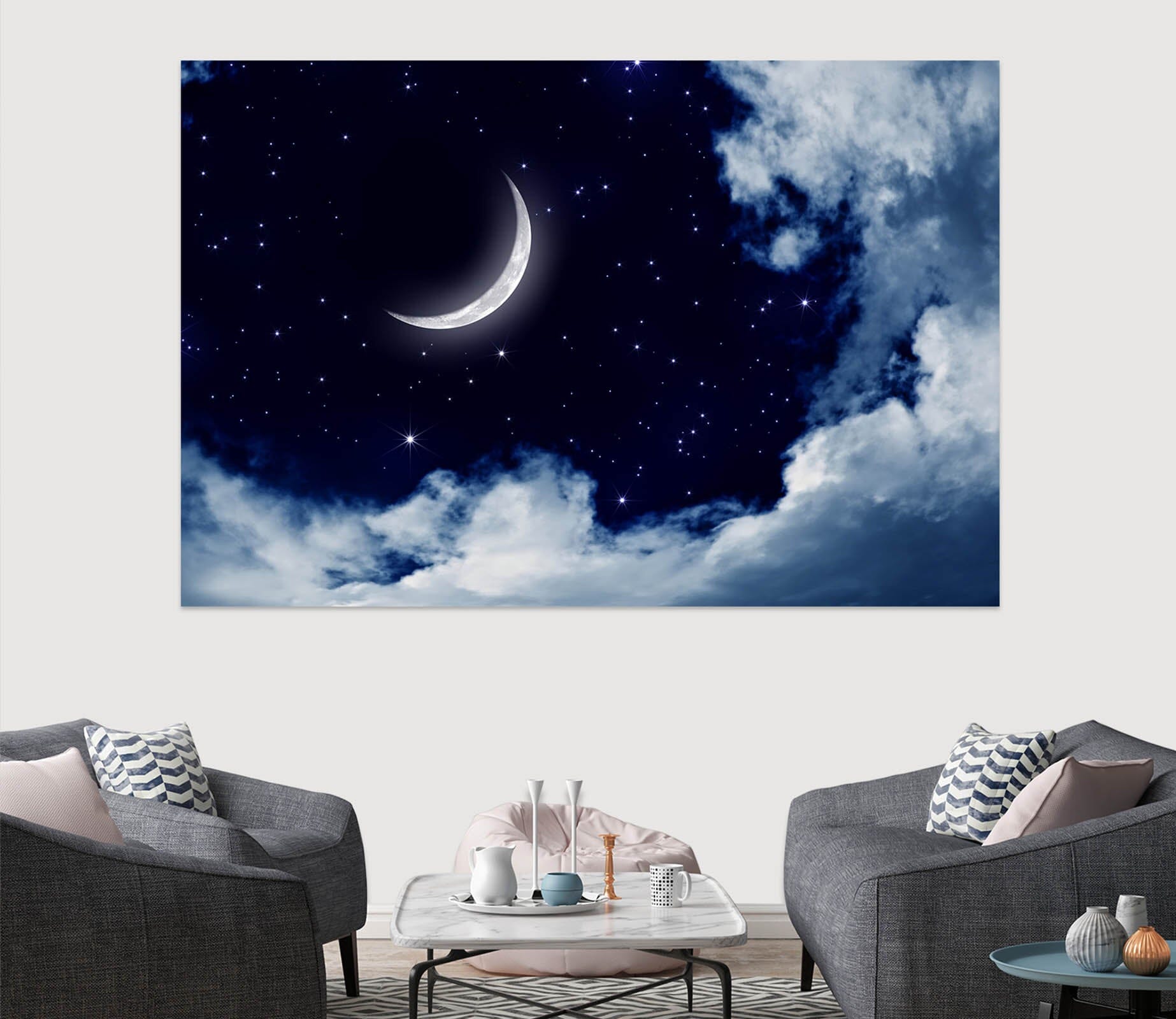 3D Meniscus White Clouds 1073 Wall Sticker Wallpaper AJ Wallpaper 2 