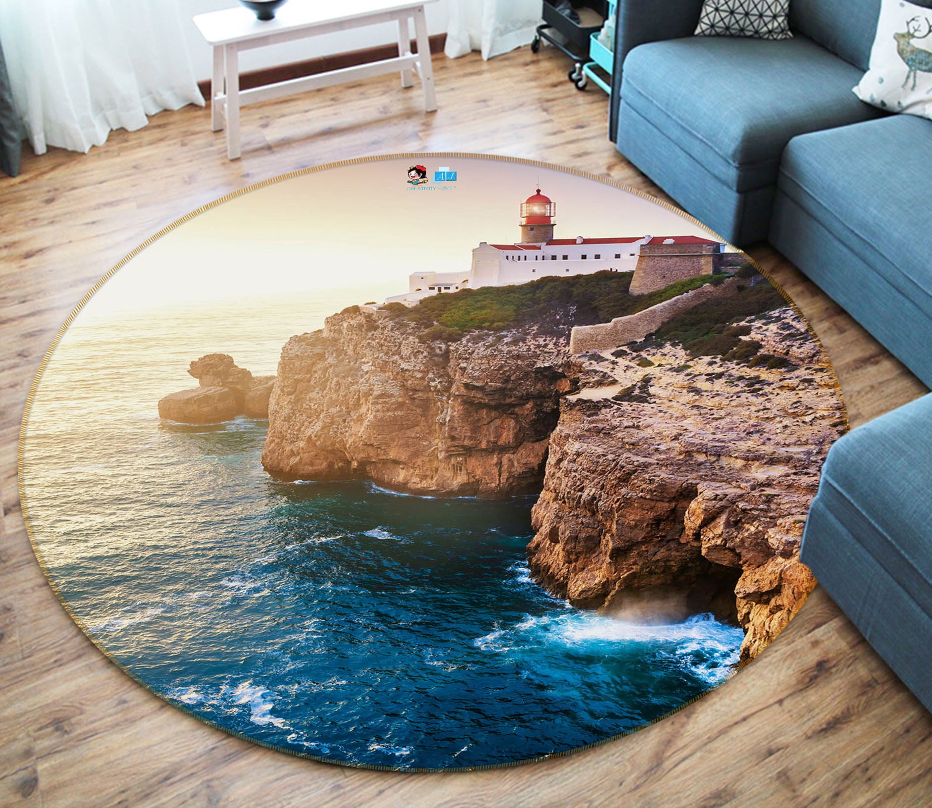 3D Sea Stone 69142 Round Non Slip Rug Mat