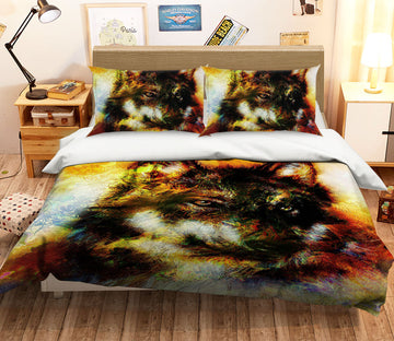 3D Orange Wolf 120 Bed Pillowcases Quilt
