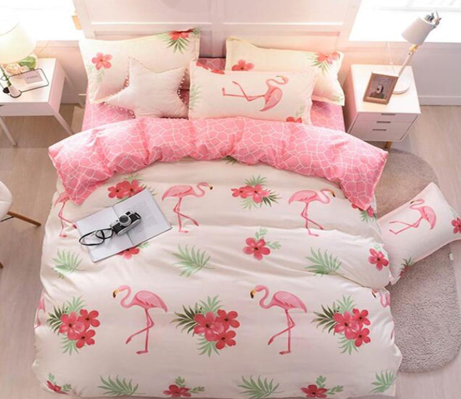 3D Flower Flamingo 7097 Bed Pillowcases Quilt
