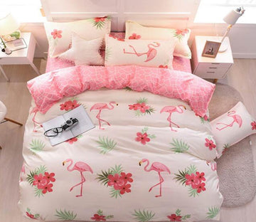 3D Flower Flamingo 7097 Bed Pillowcases Quilt