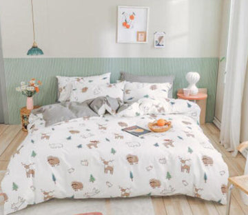 3D Deer Ox Tree 40080 Bed Pillowcases Quilt