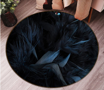 3D Black Feather 2156 Round Non Slip Rug Mat Mat AJ Creativity Home 