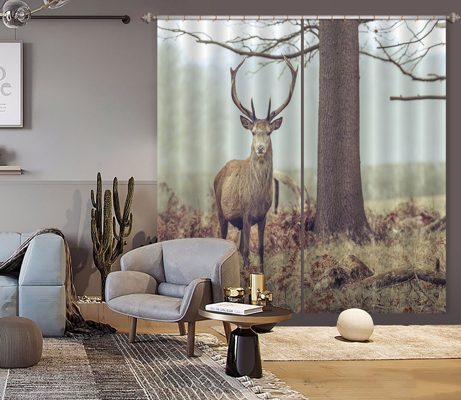 3D Animal Elk 6573 Assaf Frank Curtain Curtains Drapes