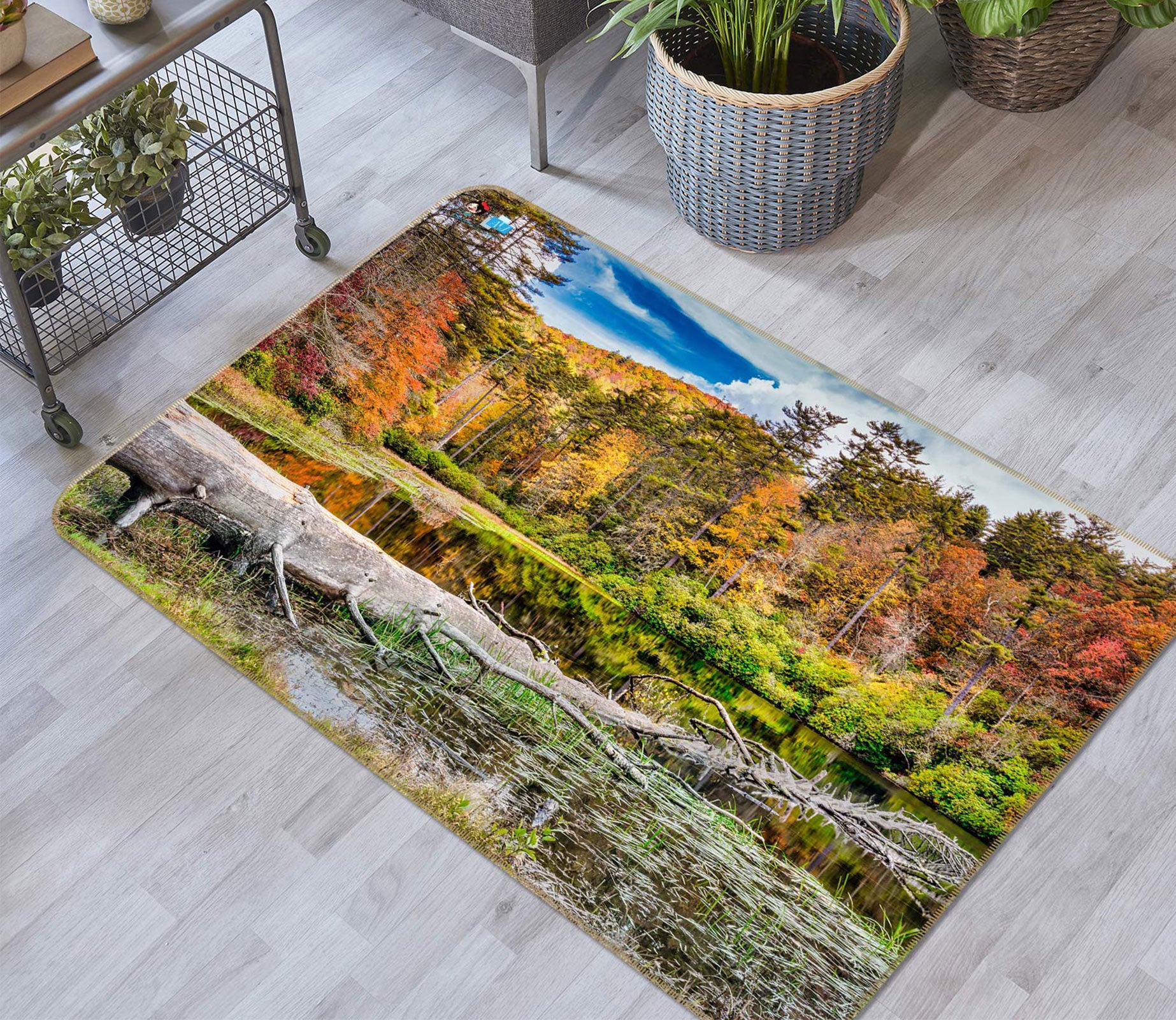 3D Lake Trees 5146 Beth Sheridan Rug Non Slip Rug Mat