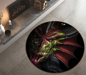 3D Dragon 4183 Tom Wood Rug Round Non Slip Rug Mat