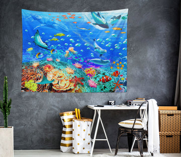 3D Marine Dolphin 712 Adrian Chesterman Tapestry Hanging Cloth Hang