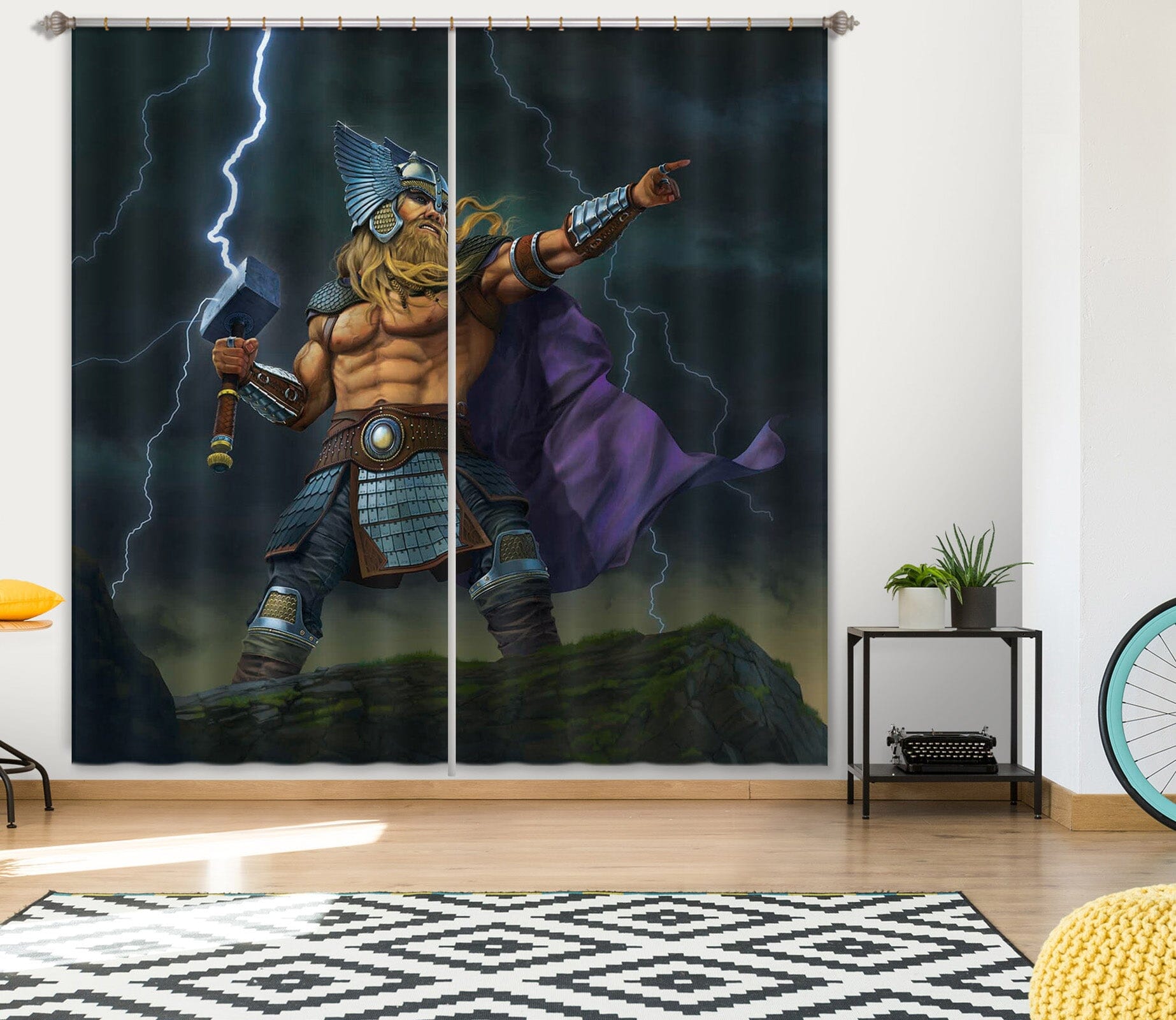 3D Thor God Of Thunder 079 Vincent Hie Curtain Curtains Drapes Curtains AJ Creativity Home 