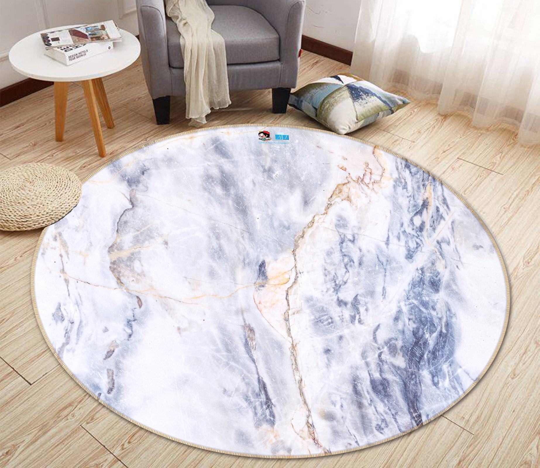 3D Irregular Light Ink 113 Round Non Slip Rug Mat Mat AJ Creativity Home 